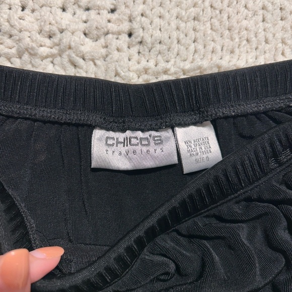 Vintage Chico’s Black Wraparound Maxi Skirt Fringe - Picture 4 of 4